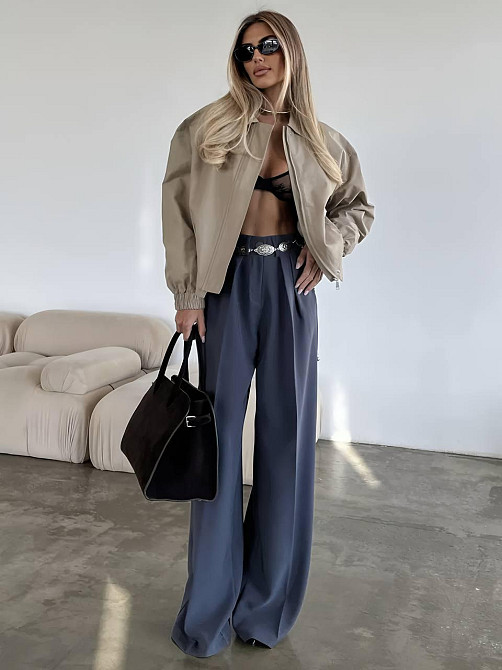 Женские базовые брюки палаццо костюмка 42/44, Графит Одесса - изображение 1