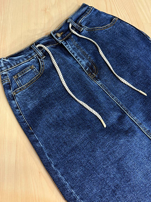 Спідниця жіноча джинсова Vanver 8237 резинка шнурок з розрізом варена міді синя, синій, 30, 30, 80 см, 103 см Київ - фото 12