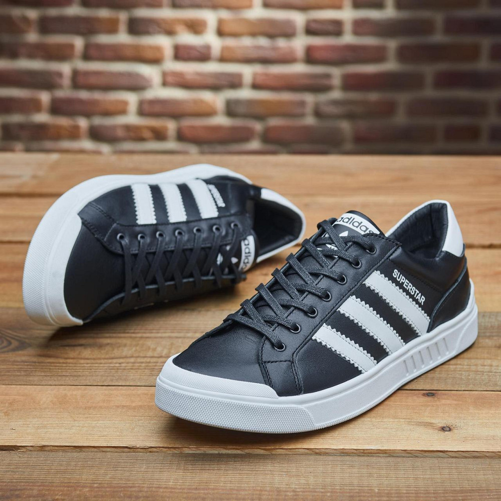 Чоловічі шкіряні кросівки М-144 чер.бел Харьков - изображение 2