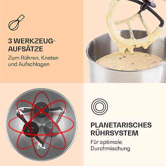 Кухонний комбайн Bella Elegance 2000 Вт/2,7 к.с./5.2 літра з неіржавкої сталі без BPA троянда (Німеччина, Рівне