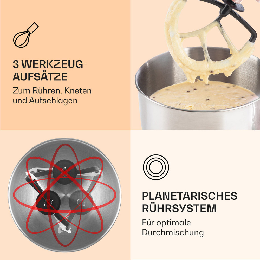 Кухонний комбайн Bella Elegance 2000 Вт/2,7 к.с./5.2 літра з неіржавкої сталі без BPA троянда (Німеччина, Рівне - фото 4