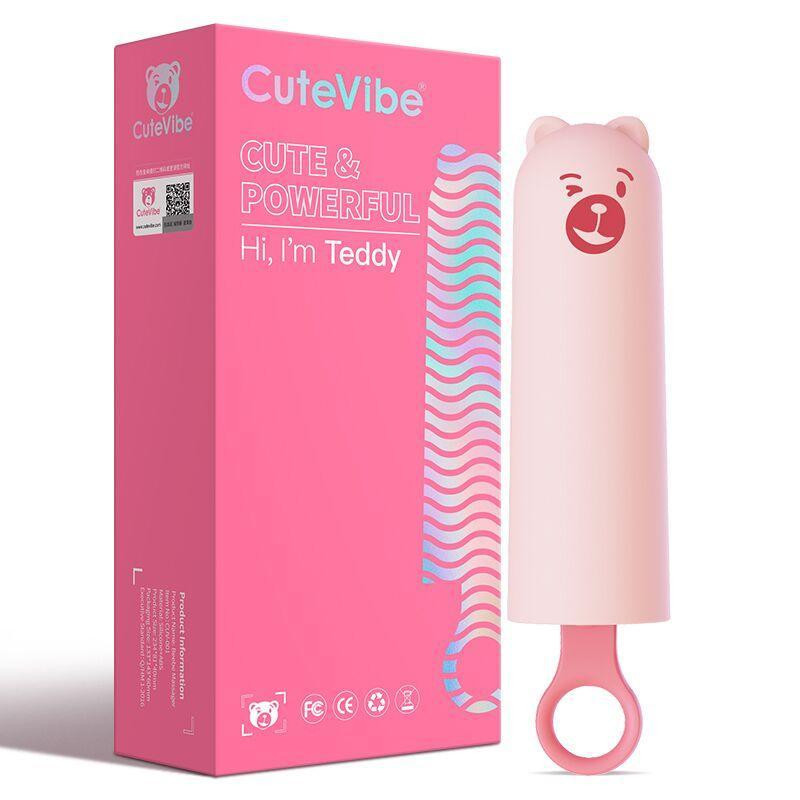 Вібратор CuteVibe Teddy Pink (Black Dildo), реалістичний вібратор під виглядом морозива Sex Aura Київ - фото 4