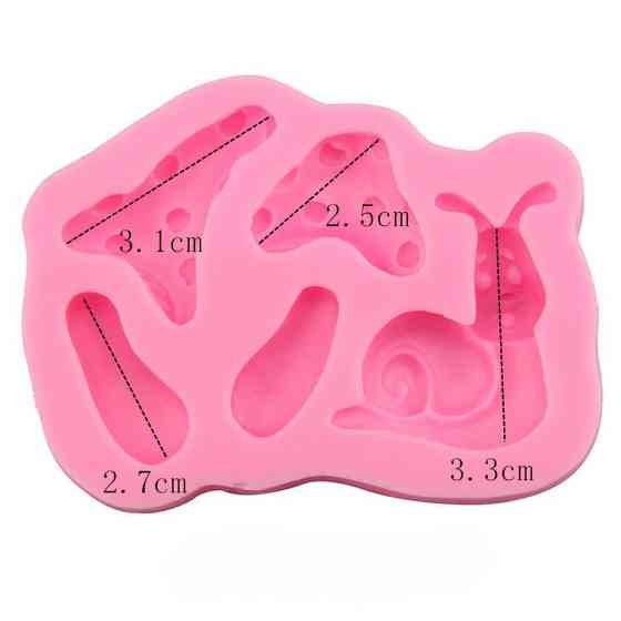 Молд силиконовый Улитка и грибы 85 на 52 мм розовый Киев