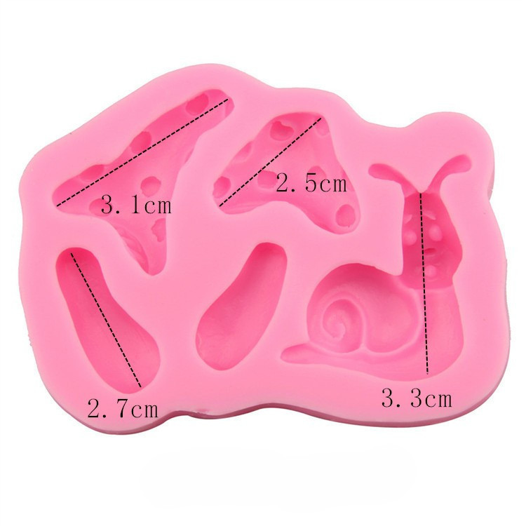 Молд силиконовый Улитка и грибы 85 на 52 мм розовый Киев - изображение 3