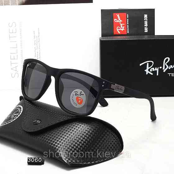 Мужские солнцезащитные очки с поляризацией Ray Ban (69060) черные Киев