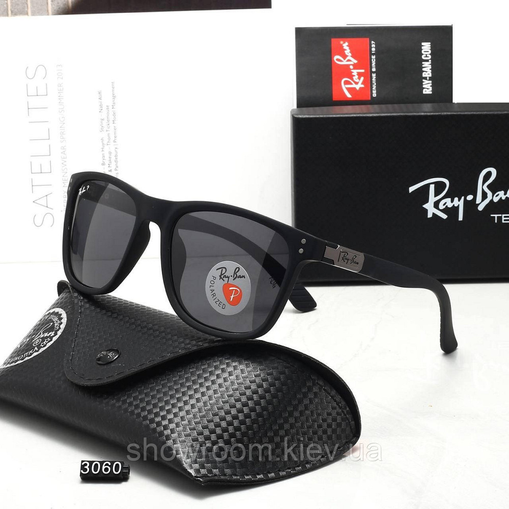 Мужские солнцезащитные очки с поляризацией Ray Ban (69060) черные Киев - изображение 1