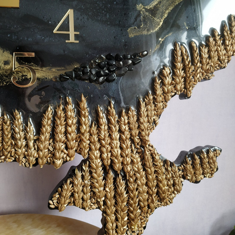 Часы настенные 100*65 см из эпоксидной смолы ручной работы 