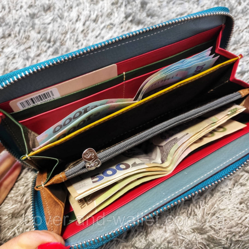 Бірюзовий шкіряний жіночий гаманець на блискавці Marco Coverna Київ - фото 6