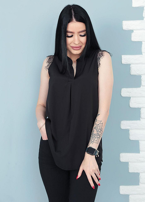 Літня блузка з мереживом "Diana" оптом | Розпродаж моделі Київ - фото 9