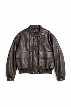 Куртка женская Lady Yep 10048 бомбер из экокожи оверсайз коричневая, коричневый, M Киев