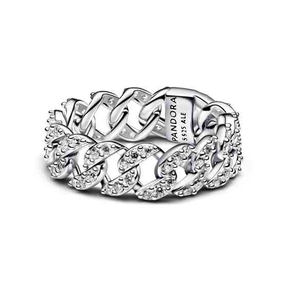 Срібна каблучка Pandora Кубинське плетіння з паве 193557C01 56 Київ