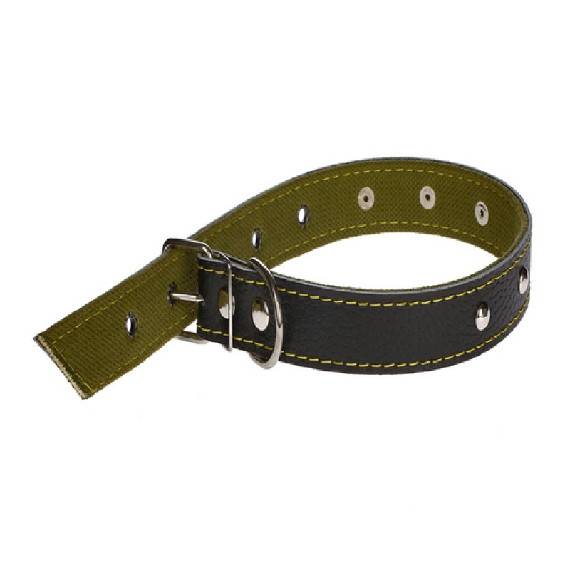 Нашийник 4071 30мм "Економ" подвійний "х/б+шкіра" прикрашений Вінниця - фото 1