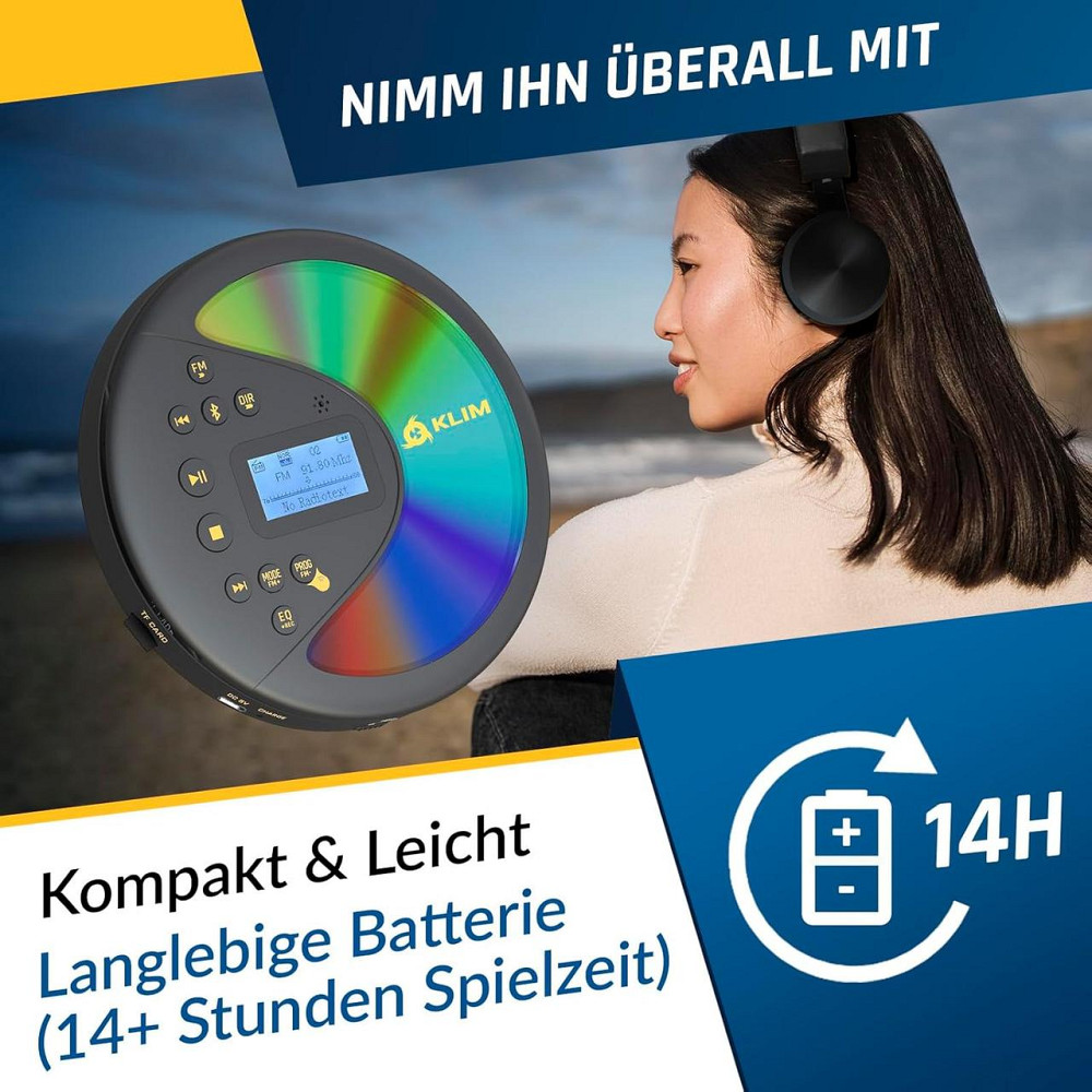 CD проигрыватель Walkman KLIM Discover с прочным аккумулятором + FM-радио + совместимый MP3 CD-проигрыватель + SD-карта Днепр - изображение 6