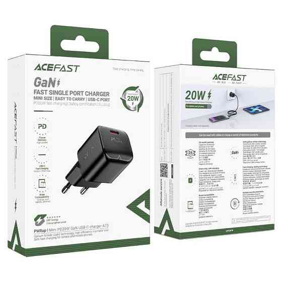 Зарядное устройство ACEFAST A73 mini PD 20W USB-C черное Киев
