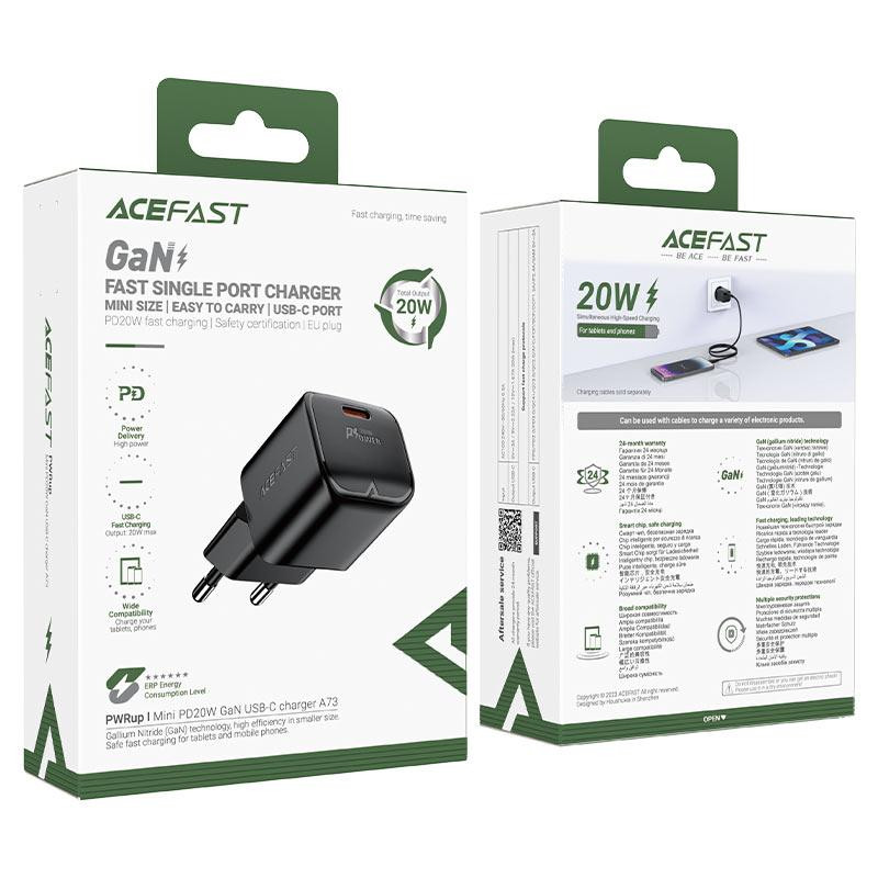 Зарядное устройство ACEFAST A73 mini PD 20W USB-C черное Киев - изображение 5