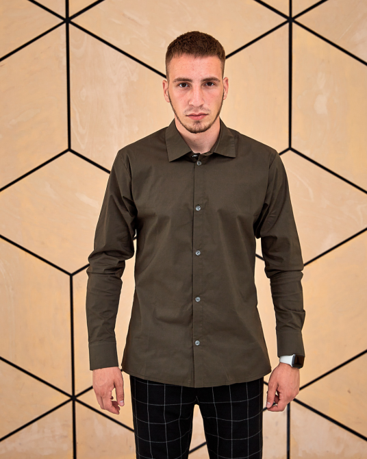 Сорочка чоловіча класична Хакі XL Харків - фото 5