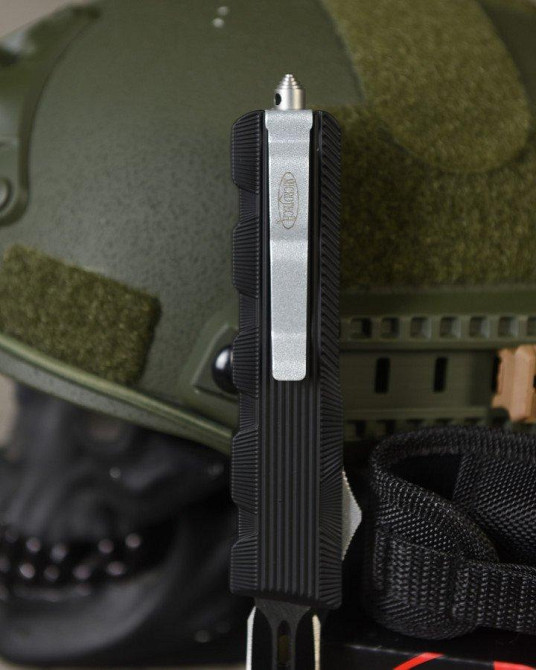 Ніж викидний Microtech чорно сірий Одеса - фото 4