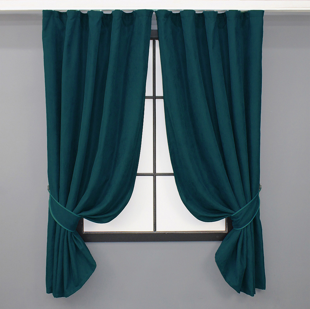 Комплект коротких штор VR-Textil Микровелюр Petek № 1494ш Изумрудный 140х170 см 2 шт (35-0222) Киев - изображение 9