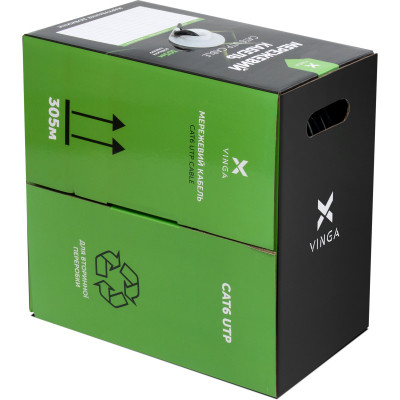 Кабель сетевой Vinga UTP Cat6 CCA 4 pairs 305 m outdoor (VCDCU6CA305OU) Винница - изображение 1