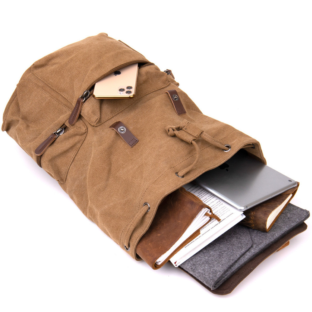 Рюкзак туристичний текстильний унісекс Vintage 20610 Коричневий Київ - фото 8