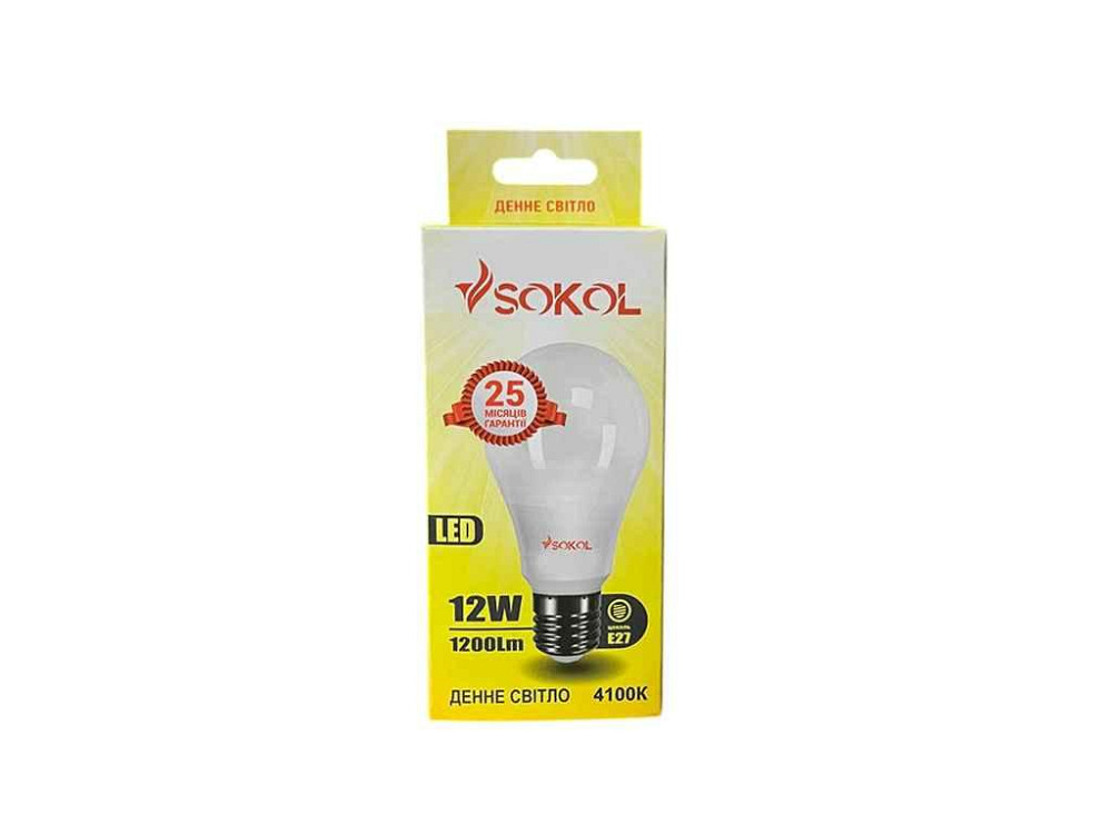 Лампа светодиодная A65 LED 12W, 4100K (дневный свет) ТМ SOKOL Solmir Киев - изображение 1