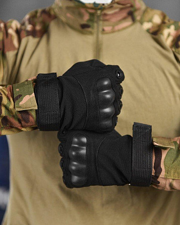 Перчатки тактичні чоловічі чорний зі вставками на липучці Одеса - фото 3