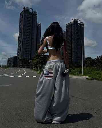 Женские объемные оверсайз брюки с резинкой в поясе двунитка Одесса