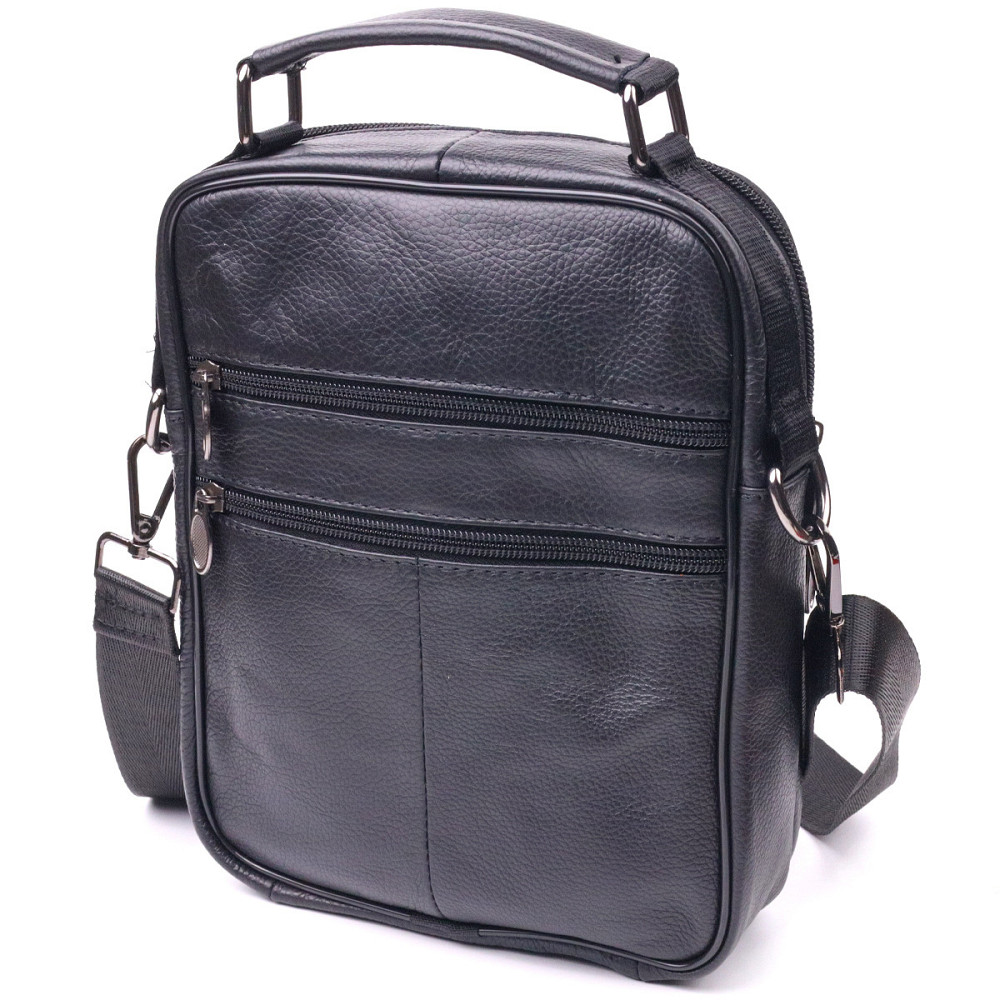 Практичная мужская кожаная сумка 21396 Vintage Черная Киев - изображение 2