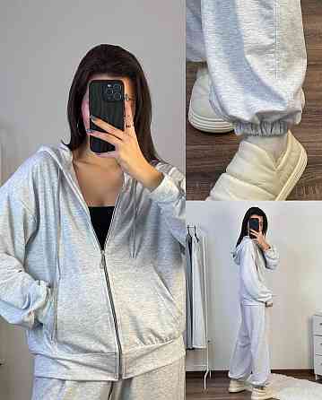 Жіночий прогулянковий оверсайз костюм-двійка: кофта та штани двонитка Меланж Одеса