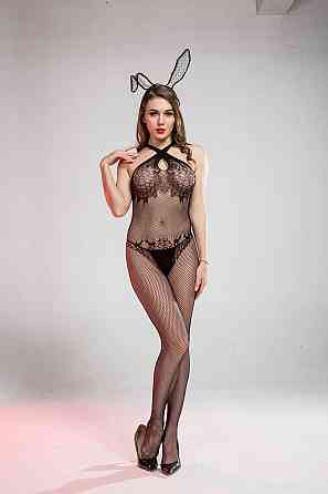 Еротичний бодістокінг з дрібної сітки, жіноча сексуальна білизна, універсальний розмір, зріст: 145–185 см, One Size чорний, 7013 Кам'янець-Подільський