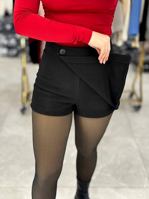 Жіноча стильна спідниця-шорти турецький кашемір-вовна Чорний, 46 Одеса - фото 2