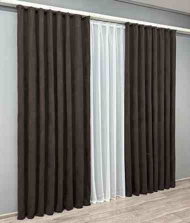 Комплект готових штор VR-Textil Мікровелюр Petek № 1829ш Венге 150х270 см 2 шт (33-0965) Київ