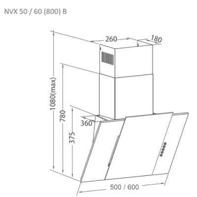 Витяжка кухонна Pyramida NVX 60 (800) B BL Вінниця