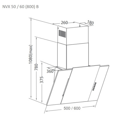 Вытяжка кухонная Pyramida NVX 60 (800) B BL Винница - изображение 6