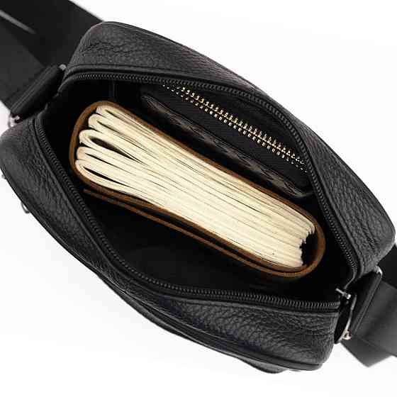 Сумка чоловіча на одне відділення зерниста Vintage 20203 Чорна Київ