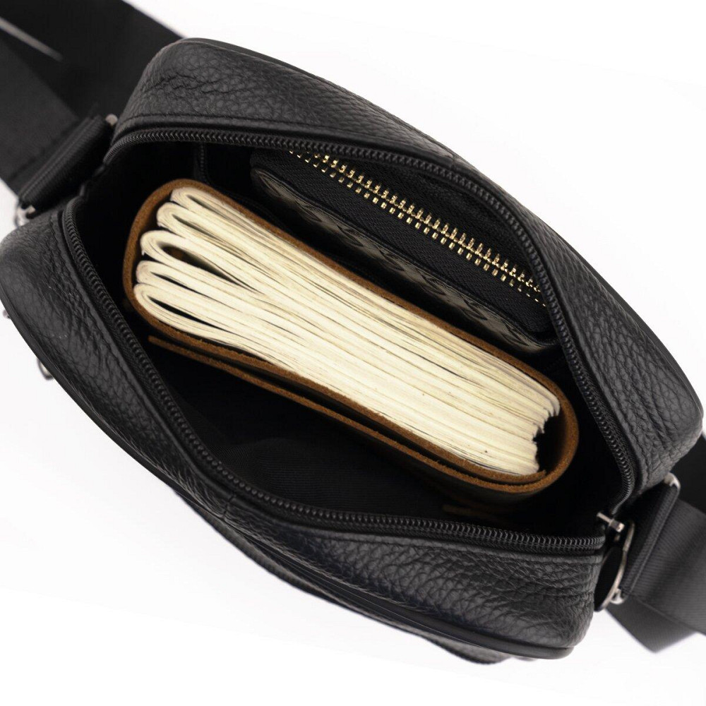 Сумка мужская на одно отделение зернистая Vintage 20203 Черная Киев - изображение 4