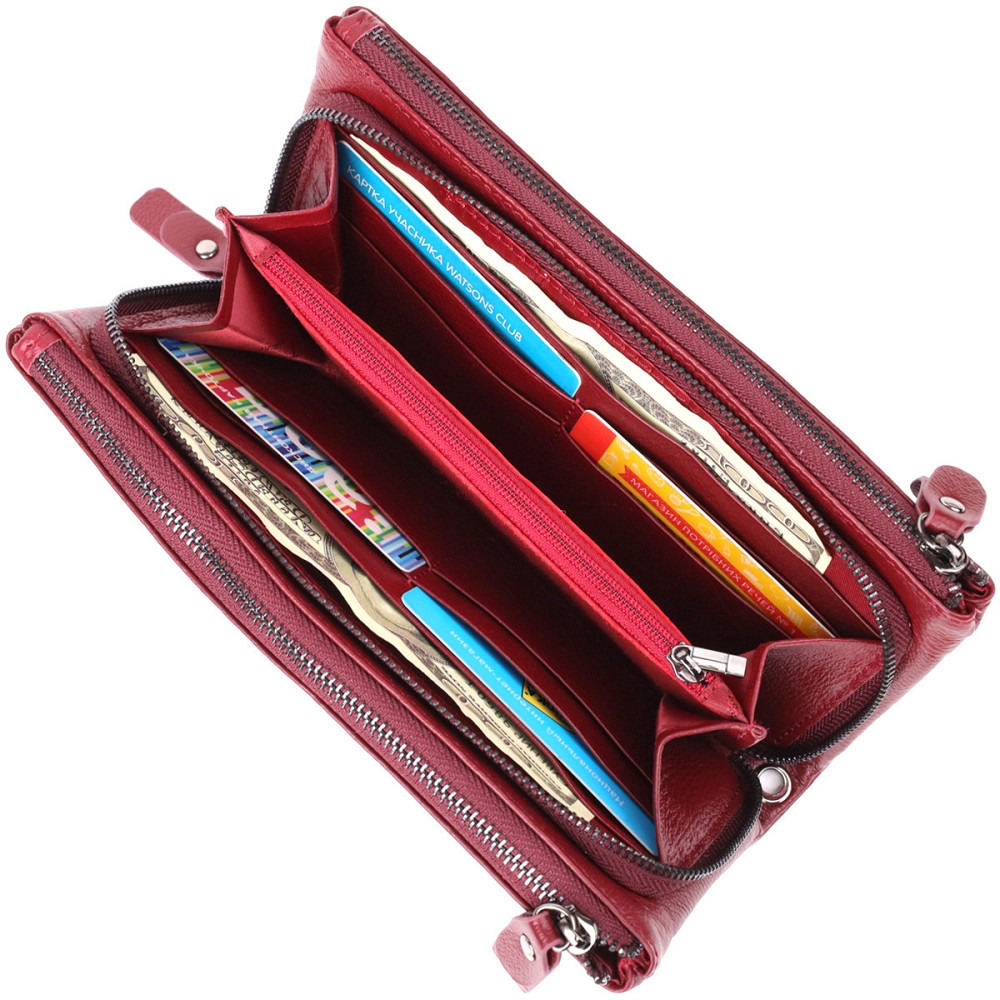 Кожаный кошелек на три отделения для женщин ST Leather 23108 Бордовый Киев - изображение 7