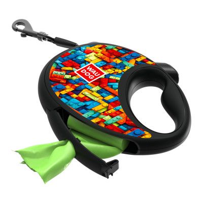 Поводок для собак WAUDOG R-leash с контейнером для пакетов "Блоки", светоотражающая лента, S (255-4056) Винница - изображение 5