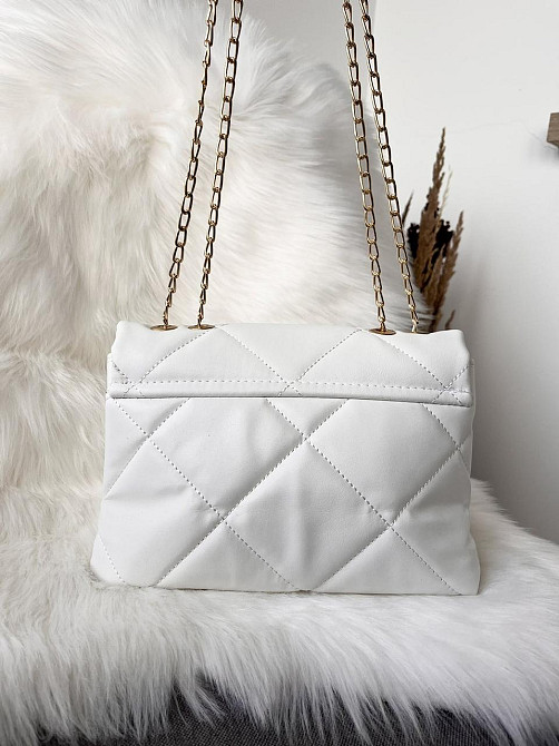 Сумка женская вечерняя нарядная бежевая дамская сумочка на цепочке сумки женские Белый Киев - изображение 4