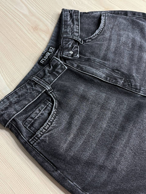 Джинсы женские It’s Basic 4545-2W6-1 straight fit baggy широкие с отвернутым поясом черные, черный, 34, 34, 72 см, 97 см Киев - изображение 2
