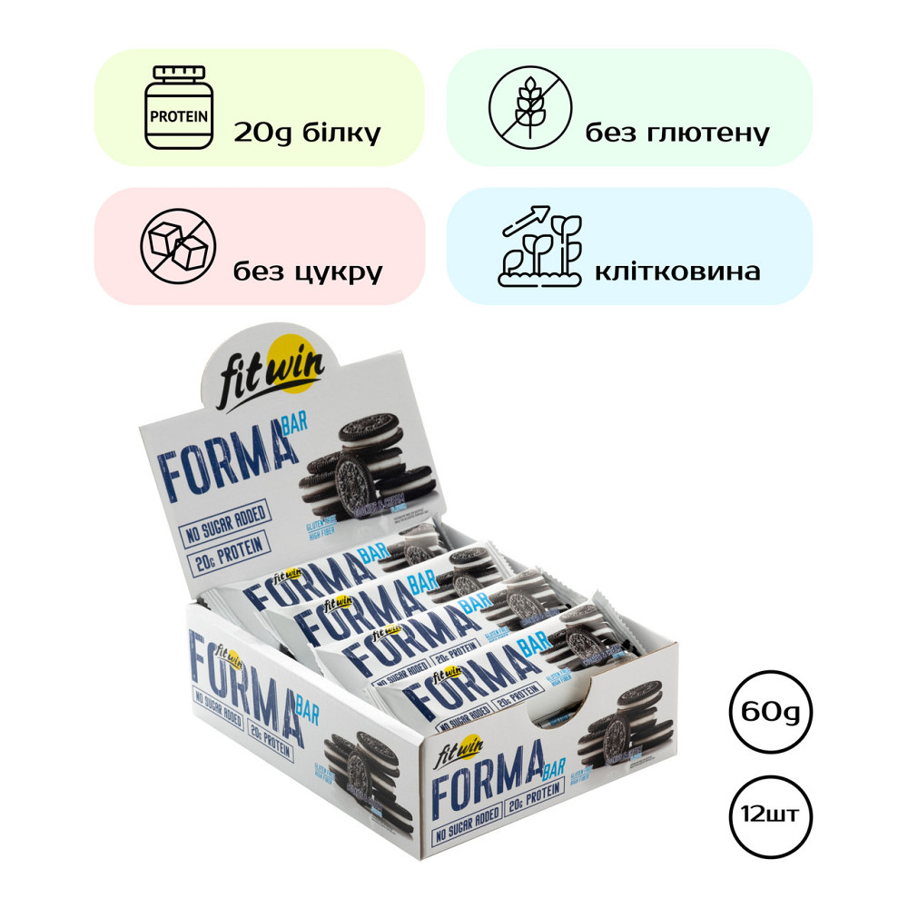 Протеиновые батончики Forma Bar 12x60g Cookies and Cream Киев - изображение 2