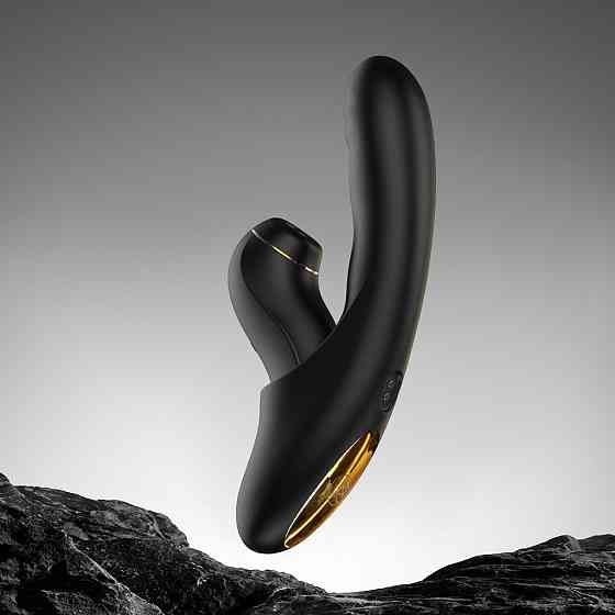 Вибратор 2-в-1 с фрикциями, вакуумом и подогревом BeYourLover FATIMA APP, черный, 19,2 × 6 см Sex Aura Киев