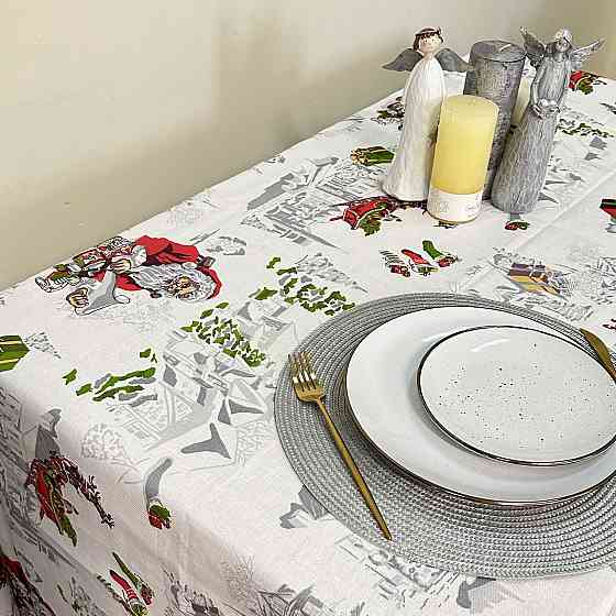 Ecotton Скатертина Ecotton 150х180 см Новорічна Снiжна зима біла Коломия