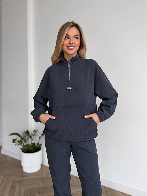 Женский стильный повседневный костюм двойка трикотажный ольвет Графит, 50/52 Одесса - изображение 2