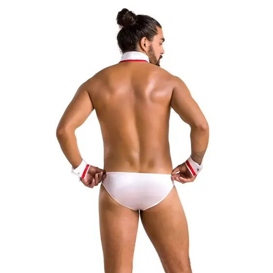 Комплект еротичної чоловічої білизни Passion 037 GREGORY XXL/XXXL White, труси, комірець, манжети Львів