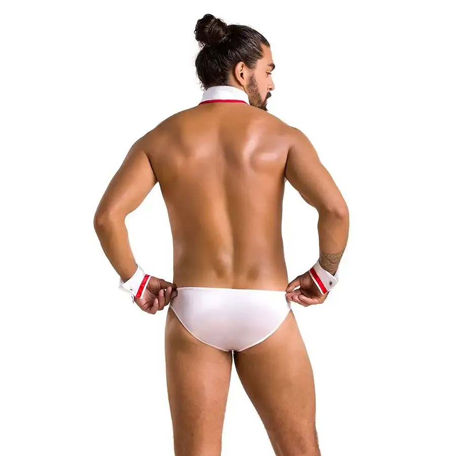 Комплект еротичної чоловічої білизни Passion 037 GREGORY XXL/XXXL White, труси, комірець, манжети Львів - фото 4