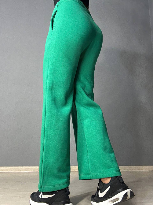 Штаны женские OLIVIA 2236 спортивные кюлоты укороченные на флисе зеленые, зеленый, SM Киев - изображение 8