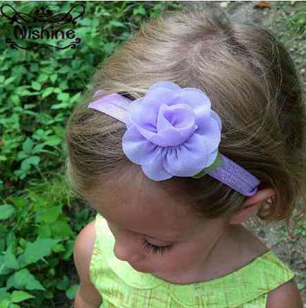 Дитяча пов'язка бузкова - розмір універсальний (на резинці), розмір квітки 5,5 см Київ