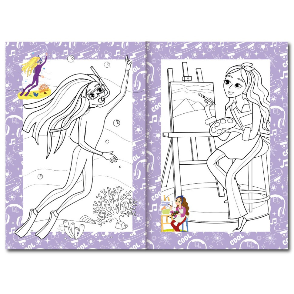 Книжка розмальовка "Дівчата хобі" РМ-48-33 с цветными подсказками Вінниця - фото 2