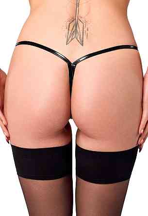 Трусики Noir Handmade P014 Dominae PVC panty with silver clasp 3XL Sex Aura Київ